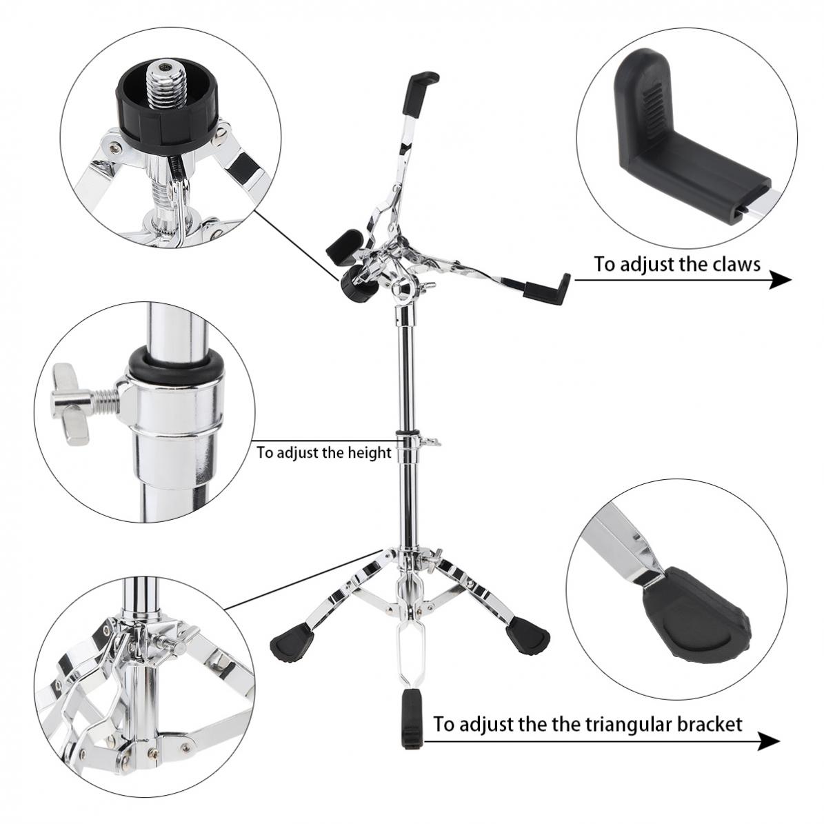 Drum Stand Full Metal Adjustment Drum Stand Foldable Floor Drum Stand Holder for 10 12 16 Inch Jazz Snare Dumb Drum