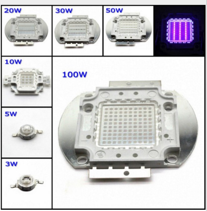 High power led chip uv cob lilla lys 395nm 400nm 10w 20w 30w 50w 100w ultraviolette lampe hærdning smd ultraviolet lys