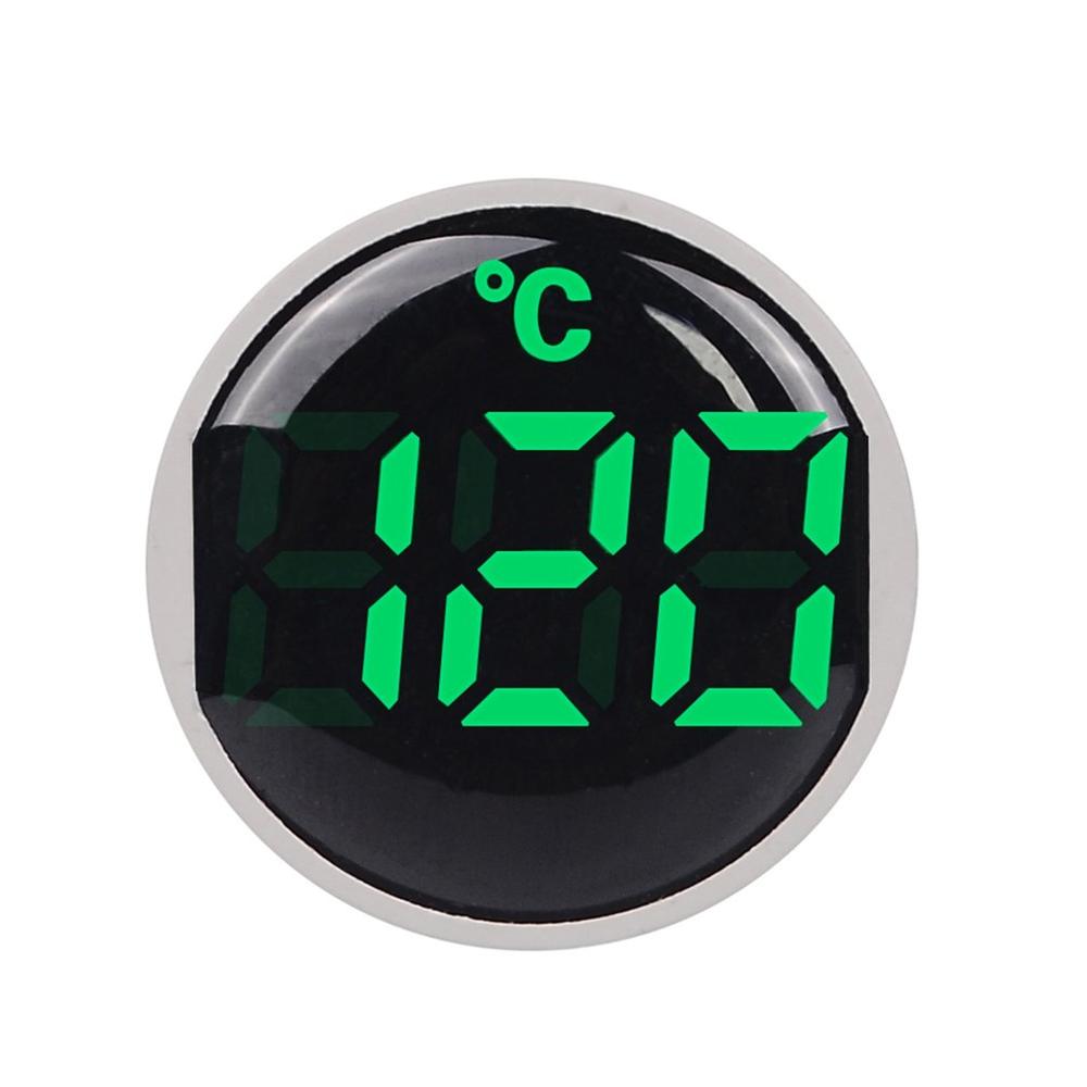 22Mm Ronde Kleine Mini Led Licht Display Thermometer Digitale Temperatuur Meter Indicator Ac 50-380V 220V -20-120'c: GREEN