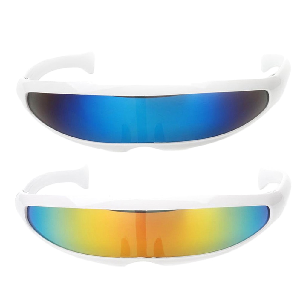 2 stücke Futuristischen Gespiegelt Objektiv Schmale Zyklop Sonnenbrille Brillen Gläser Kostüm Requisiten