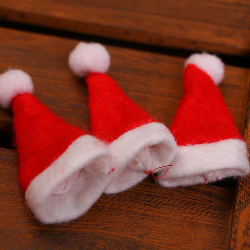 30 st/set mini julmössa jultomten hatt julklubba hatt prydnad dekor