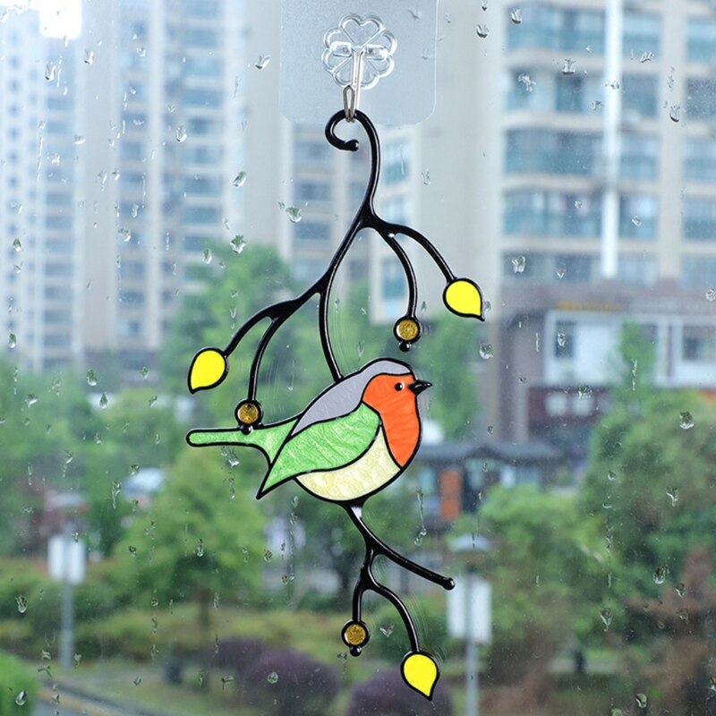 Stained Glass Window Hangings Two Birds in Stained Glass Window Panel Art Stained Glass Panels Hanging Suncacthers