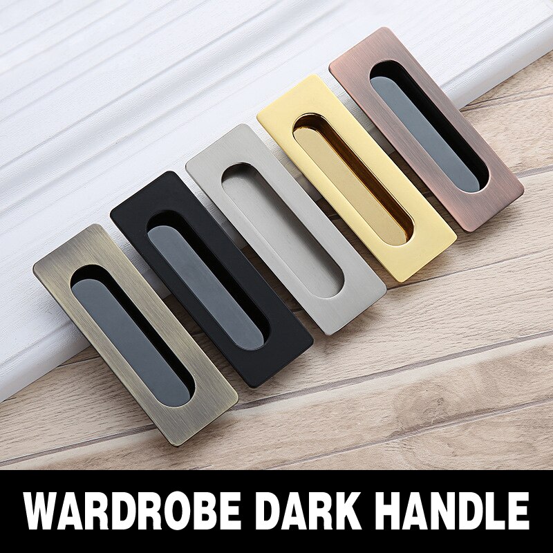 Zinc Alloy Modern Embed Knobs Kitchen Cabinet Cupboard Door Drawer Nightstand Hidden Handles Wardrobe Sliding Recessed Pulls