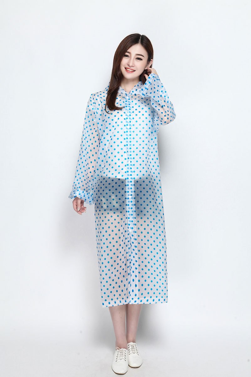 Portable Outdoor Transparent Raincoat Women Men Rain Coat Waterproof Disposable Hooded Ponchos Plastic Rain Cover: Blue