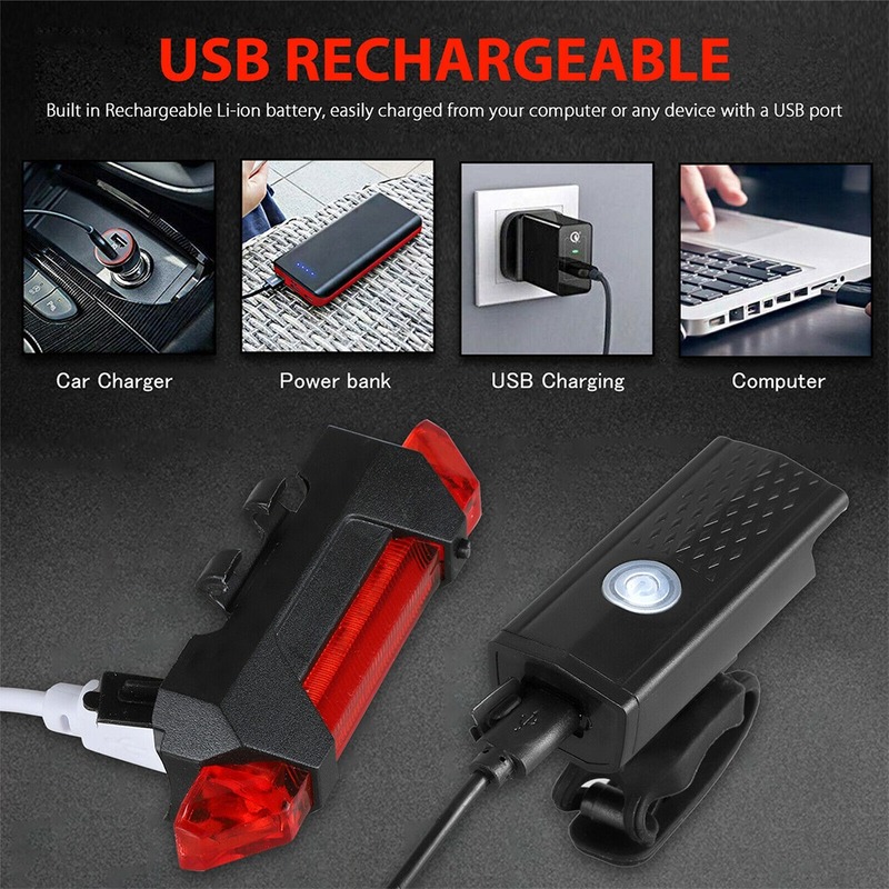 Fietslicht USB LED Oplaadbare Set MTB Racefiets Voor Achter Koplamp Lamp Zaklamp Fietslicht Fietsaccessoires