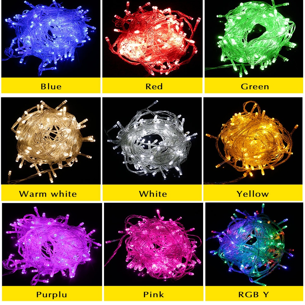 Flexible 220V 110V Waterproof LED Light String Garland for Party Wedding Christmas Decor 10M 100 LEDs Chain Fairy String Lights