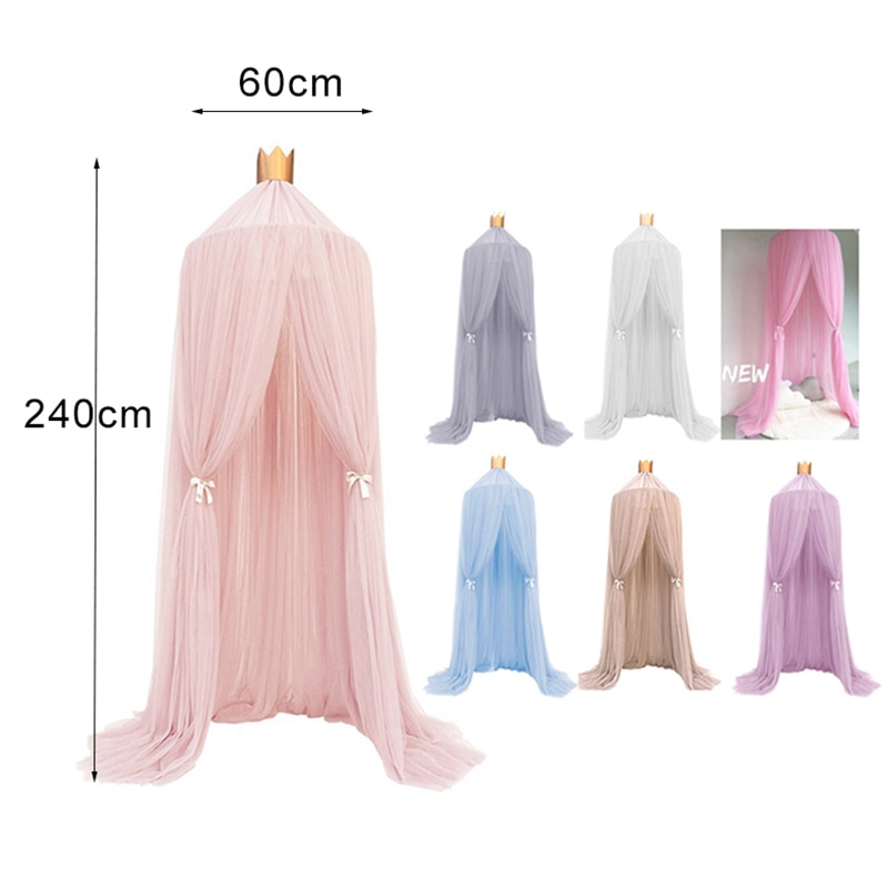 Kids Play Tents House Princess Pink Canopy Bed Curtain Baby Crib Netting Round Hung Dome Mosquito Net Tent Teepee for Children