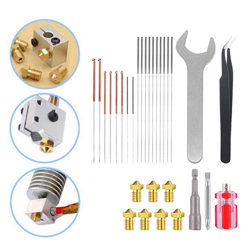 3D Printer Nozzle Cleaning Kit 29Pcs/Set Disassembly Cleaning Tool Electronic Accessories Printer Cleaner