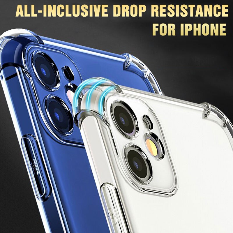 Shockproof Phone Cases For iPhone 11 12 Pro X Xs Max XR Back Cover For iPhone 6 6S 7 8 Plus SE 2020 Transparent Silicone Case