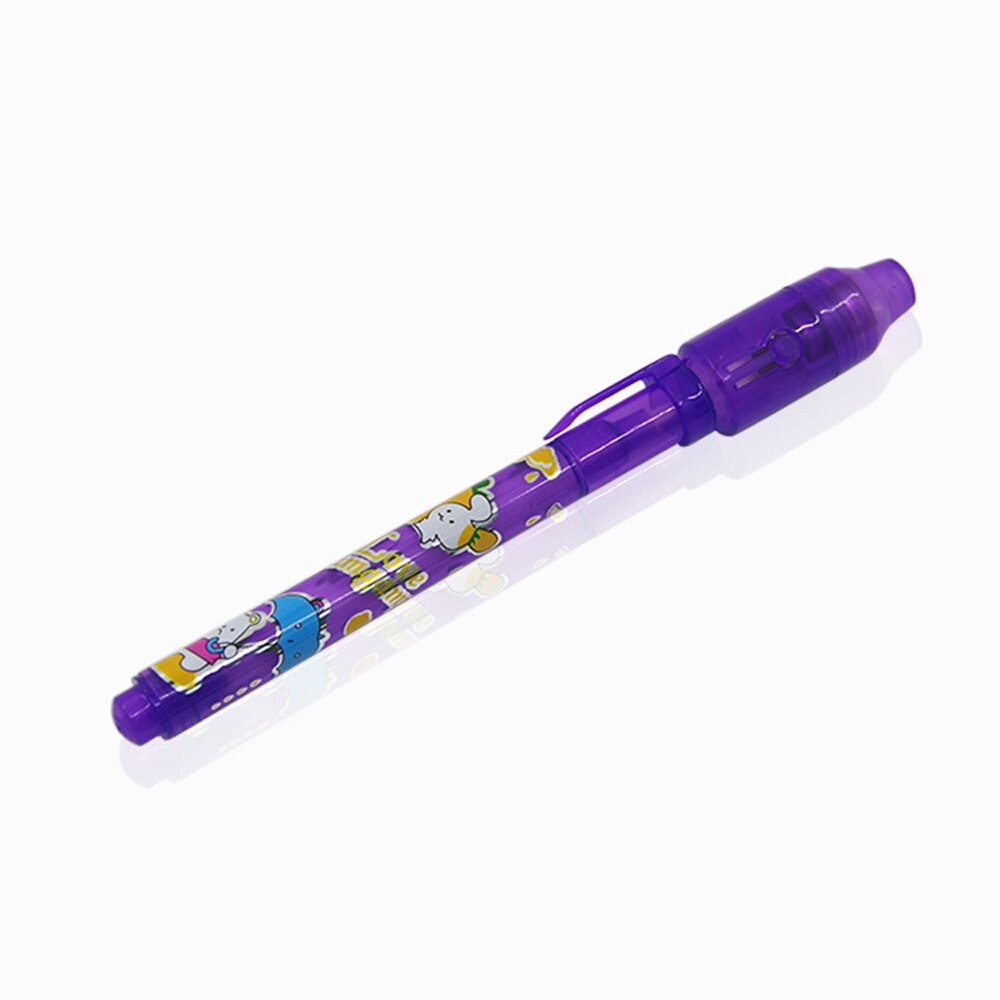 Kreative Beliebte Cartoon Zeichnung Werkzeuge Kinder Kind Magie 2 in 1 UV Schwarz Leuchtenden Licht Stift Combo Unsichtbare Tinte Stift zufällige Farbe