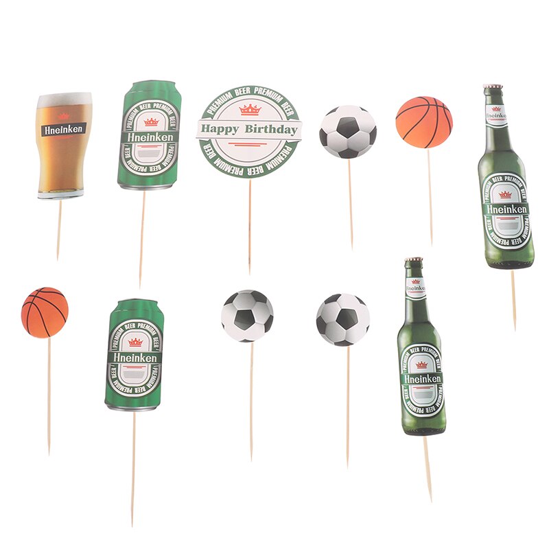 1 Set cerveza baloncesto fútbol Topper para tarta de feliz cumpleaños Festival deporte suministros para fiestas temáticas niños favores: green