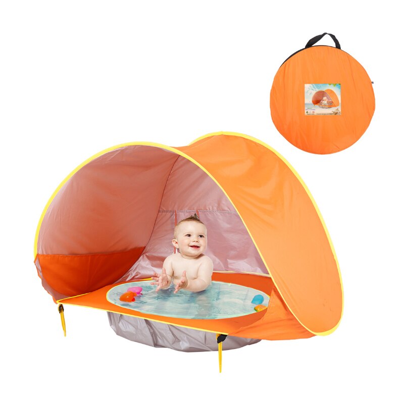 Tenda da spiaggia per bambini tenda da sole per bambini Pop-Up impermeabile tenda da sole protezione UV protezione solare con piscina per bambini campeggio esterno ombrellone spiaggia: Orange