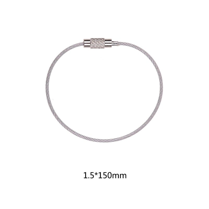 Multifunktions nøglering tag reb rustfrit stål wire kabelsko skruelås gadget ring nøgle nøglering cirkel lejr hængende værktøj: 5cm
