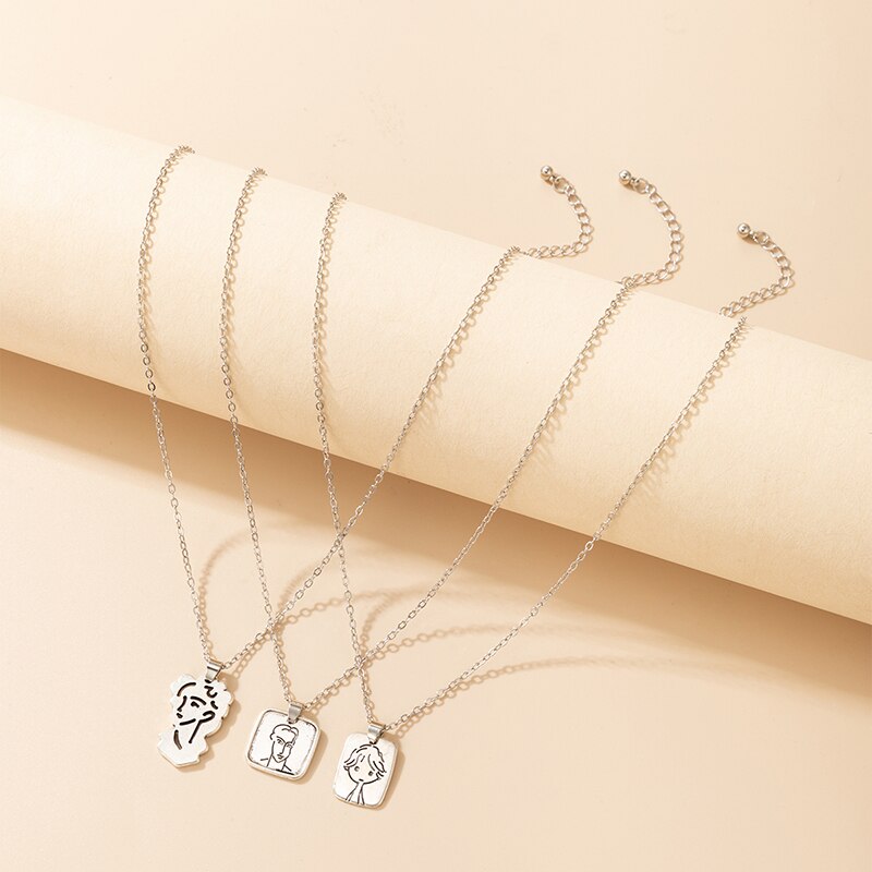 Tocona 6 stk/sæt trendy rosenblomster lås vedhæng halskæde til kvinder charms engel nøgle wafer geometri fest smykker krave 17210: 20166- sølv