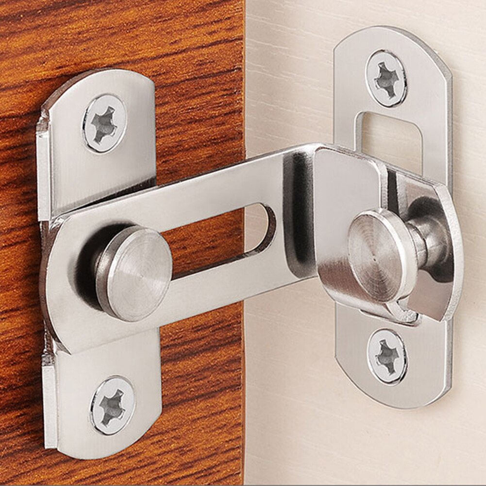 Sliding Clasp Push Pull Latch Chain Button Shift Stainless Steel Security Tools 90 Degree Cabinet Hotel Door Lock Home