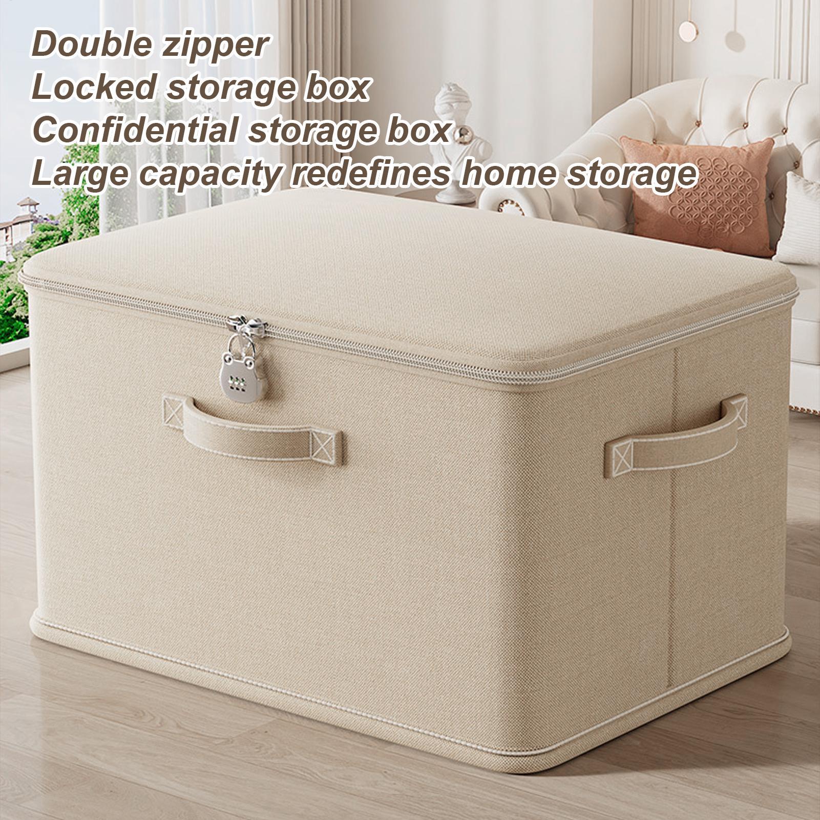 Locking Storage Box Stackable Storage Container Secure with Handle Locking Organizing Bin Washable Shelf Baskets for Home