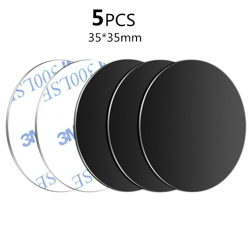 Placa magnética de Metal para teléfono móvil, soporte Universal de hierro para IPhone, 1/3/5 unidades: 5Pcs Black 35x35