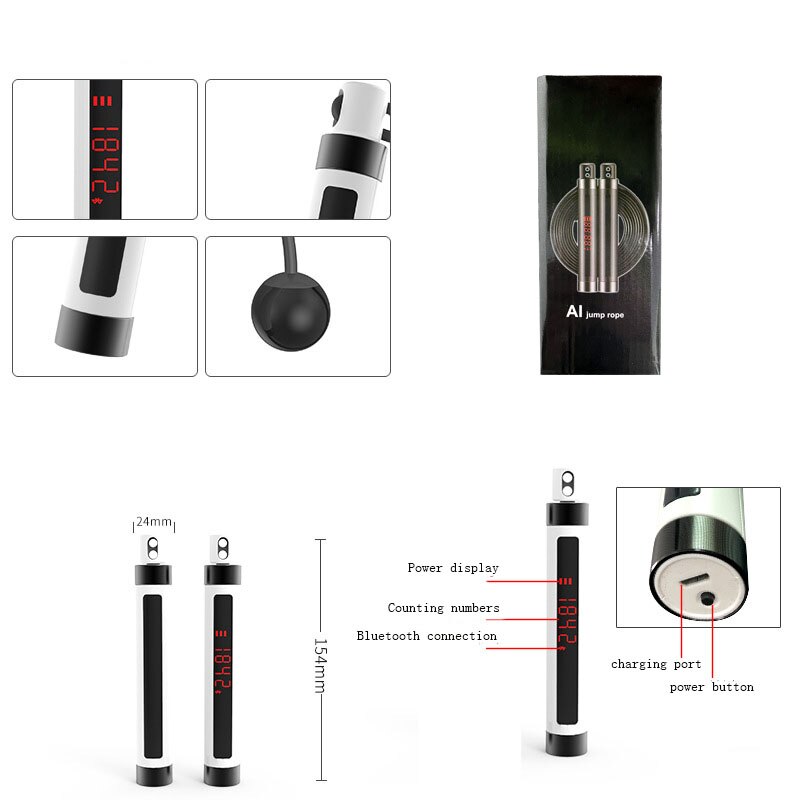 Smart bluetooth skipping rope with app connect cordless skipping rope workout equipments heavy jump rope jump rope with counter