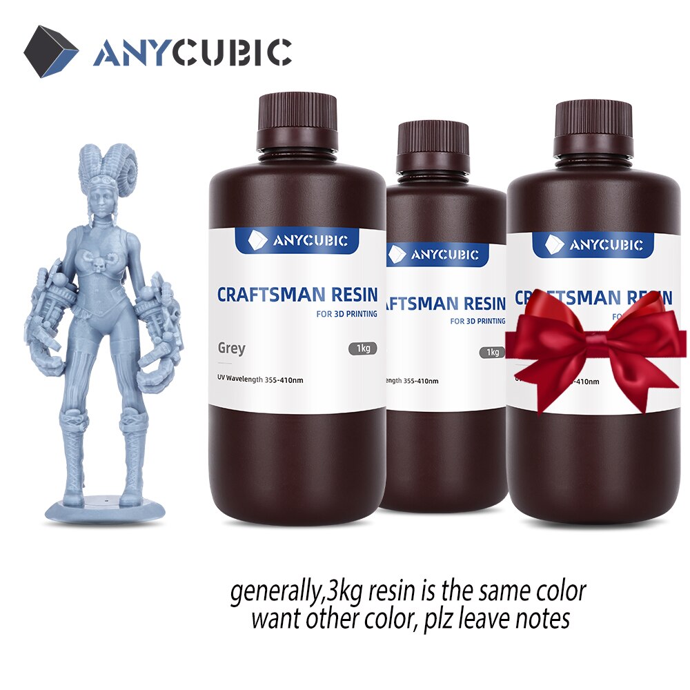 Anycubic Craftsman Hars 3d Printing Materiaal Voor Lcd Sla Printers Geschikt Voor Accessoires En Sieraden Model Afdrukken: Grey 3kg
