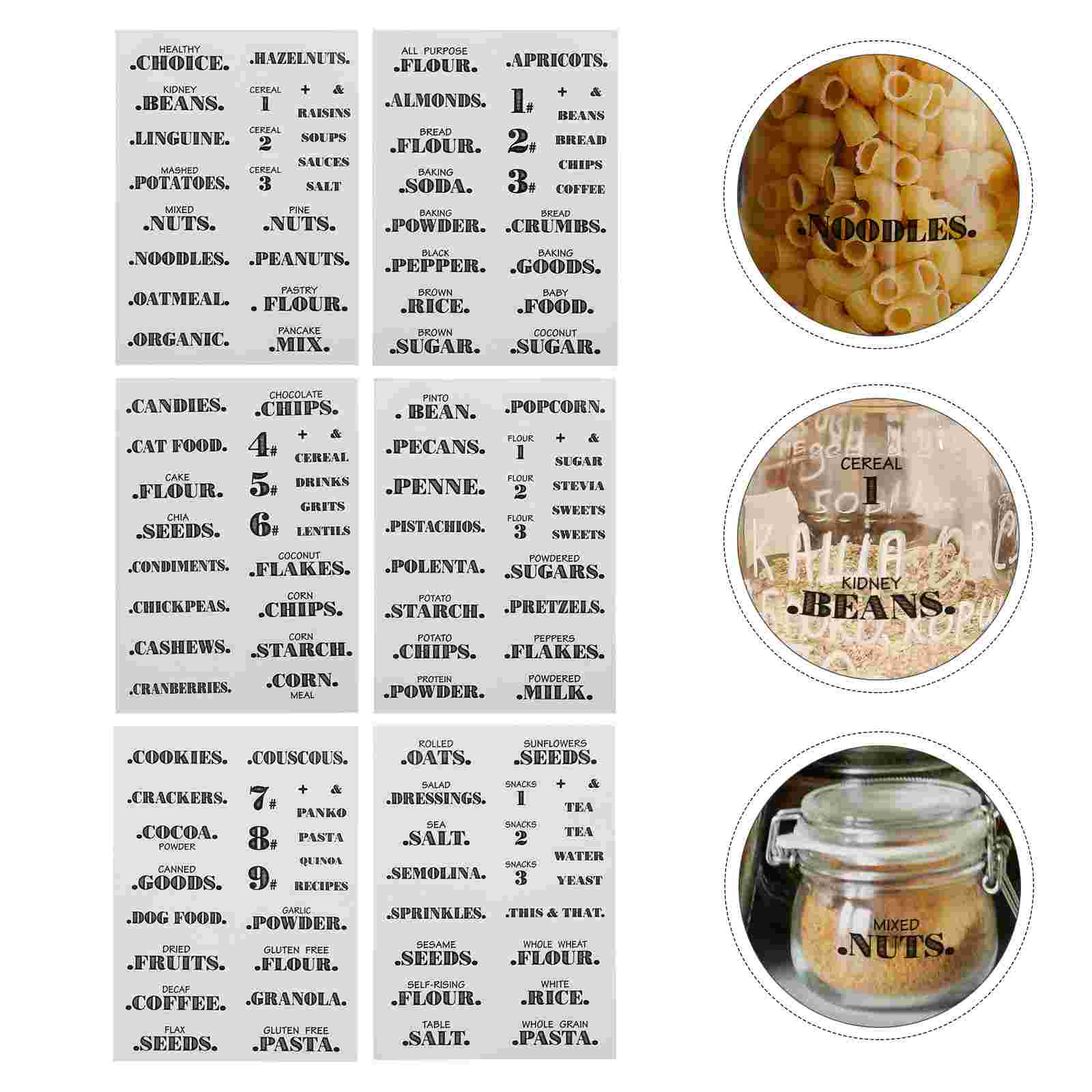 6pcs 132 Transparent Waterproof Kitchen Stickers Food Labels Mark Stickers: Default Title