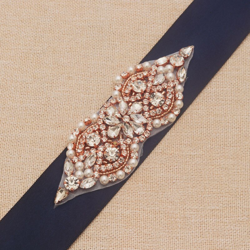 Missrdress Wedding Belt Rose Gold Crystal Bridal Sash Steentjes Linten Kralen Bruids Riem Voor Wedding Party Jurken JK932