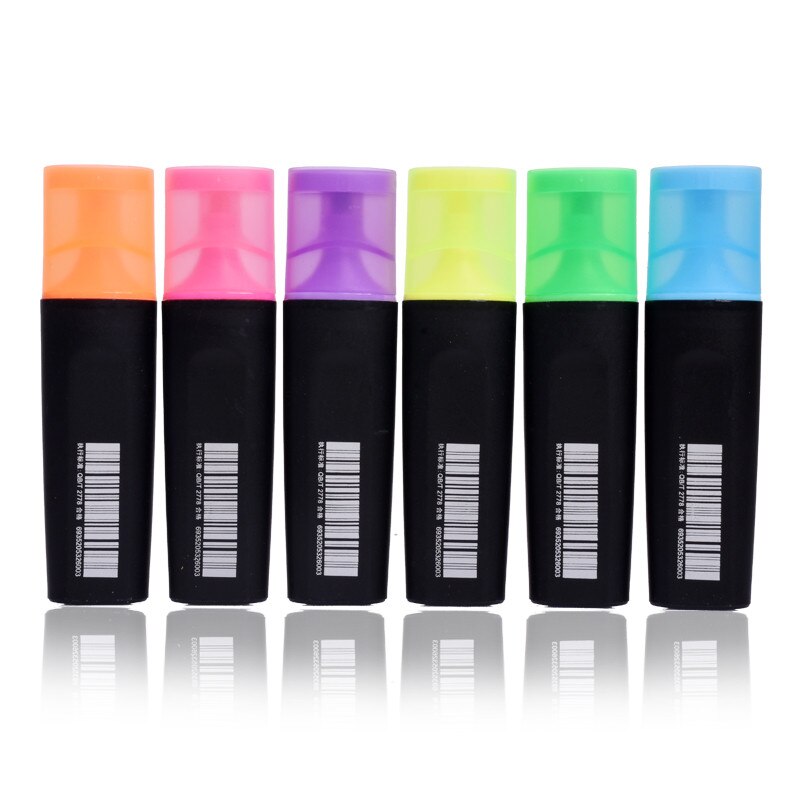 Stylo marqueur Fluorescent, surligneur de couleur, 6 couleurs, lot de 6 stylos