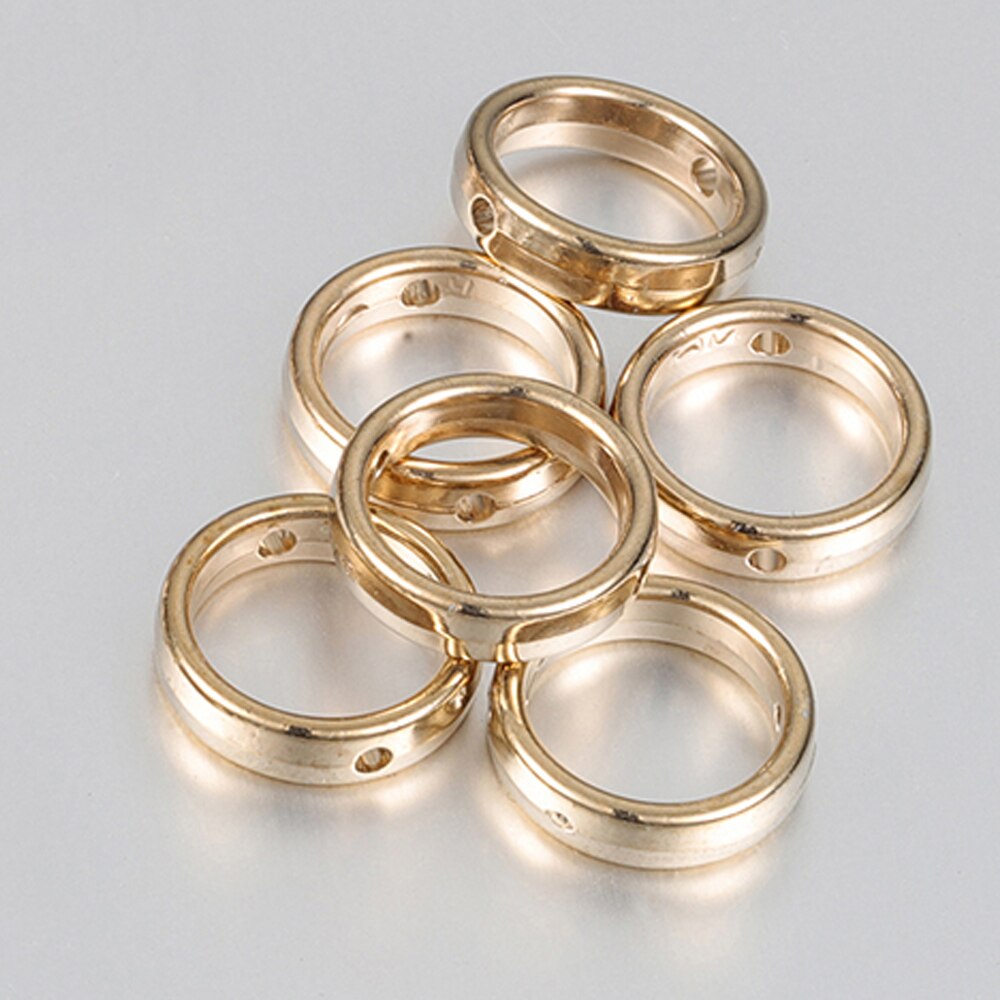 50 sztuk Love Heart dwa otwory CCB koraliki rama Spacer koraliki naszyjnik DIY złącza bransoletki wisiorki akcesoria do wyrobu biżuterii: 15mmCircle-KC Gold
