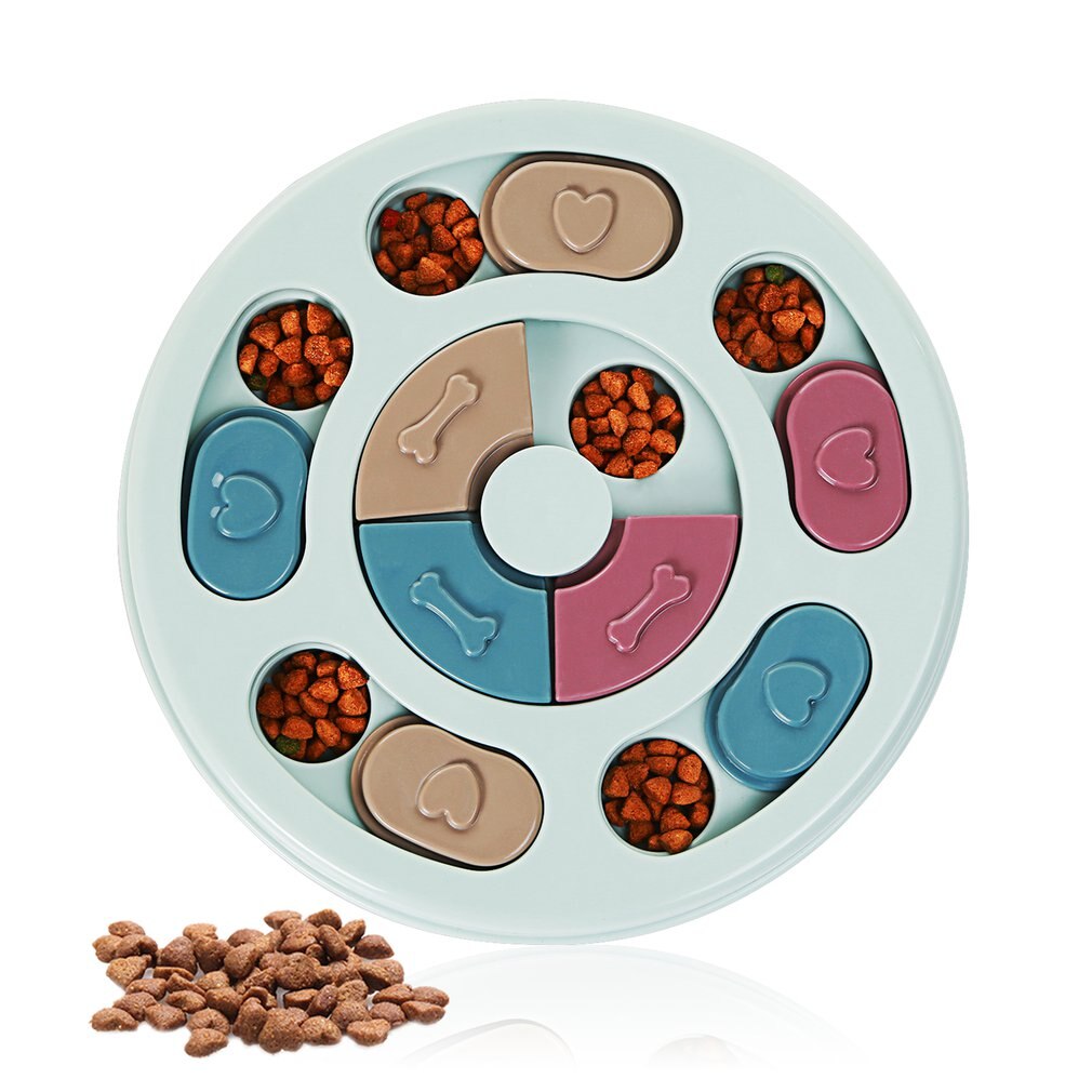 Dog Puzzle Slow Feeder Toy Brain Games Feeder With Non-Slip Dog Interactive Toy Puppy Treat Dispenser Puzzle: Blue