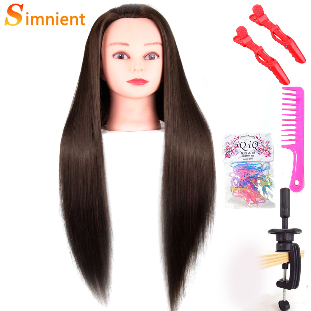 Female Mannequin Head With Synthetic Hair For Hair Training Styling Solon Hairdresser Dummy Doll Head For Practice Hairstyle: green