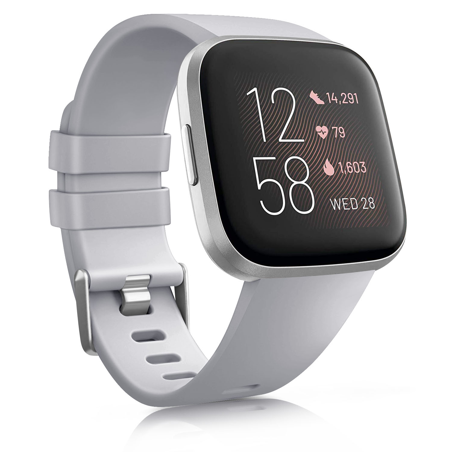 Strap für Fitbit Versa 2 Band Silikon Sport Ersatz Wristbelt Armband für Fitbit Versa Lite Armband Smartwatch Zubehör: gray / size L for versa 2
