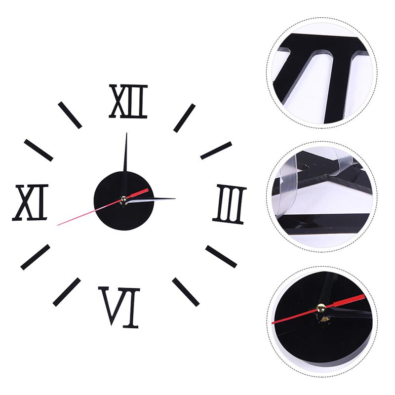 1PC DIY Wall Clock Simple Roman Numeral Acrylic Hanging Clock No Battery