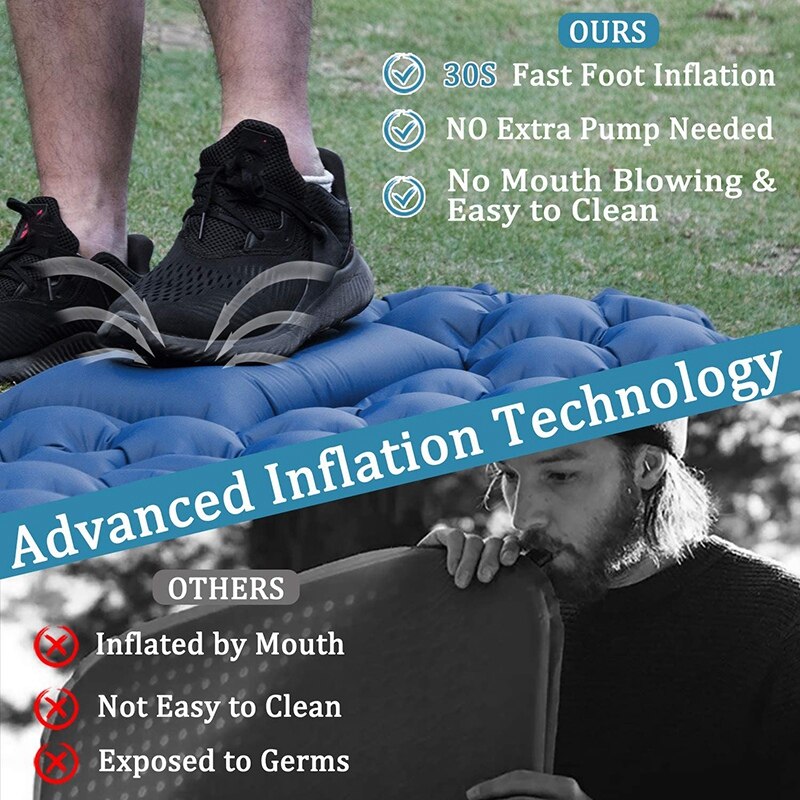 Sleeping Pad for Camping, Inflatable Camping Pad with Foot Press Backpacking Mat for Hiking Travel Camp