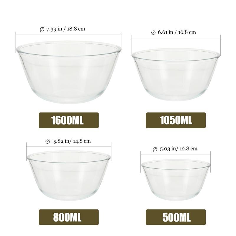 4 Stuks Clear Glas Fruit Slabakken Ei Kloppen Bowls Multifunctionele Glazen Kommen: Default Title