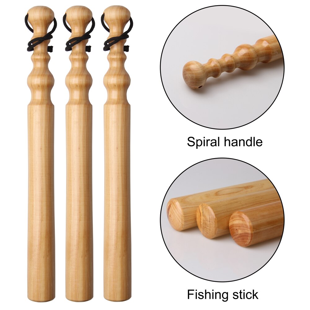 14Inch Wooden Fishing Priest Knock Stun Fish Stick For Natural Wood Color Varnished Fishing Bat