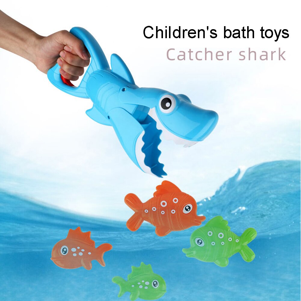 jouet de bain requin Grabber pour garçons et filles requin bleu avec dents avec 4 jouets interactifs de bain jouets d'eau de pêche en salle