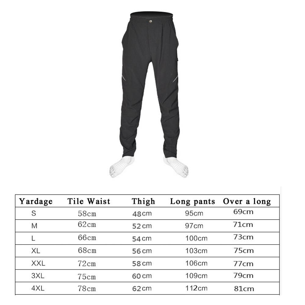 Cykeludstyr bukser mountainbike tights cykelbukser hurtigtørrende åndbare lange bukser til mænd sorte plus størrelse xl -3xl