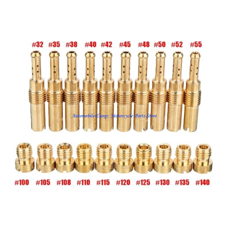 H7BD 20Pcs Carburetor Main Jets Kits 10 Carburetor Main Jets with 10 Slow Jets Accessories Durable for PWK PE CVK