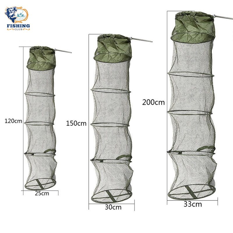 1pcs 5 Layers Fishing Net Cage Utility Folding Fish Care Creel Tackle Portable Stake Small Mesh Net Foldable Fishing Network