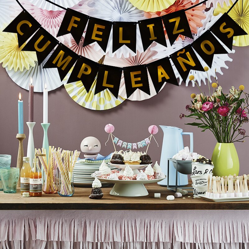 Multicolor Spanish Happy Birthday Paper Banner Alphabet Feliz Cumpleaños Bunting Garland For Birthday Party Hanging Flag Supplie
