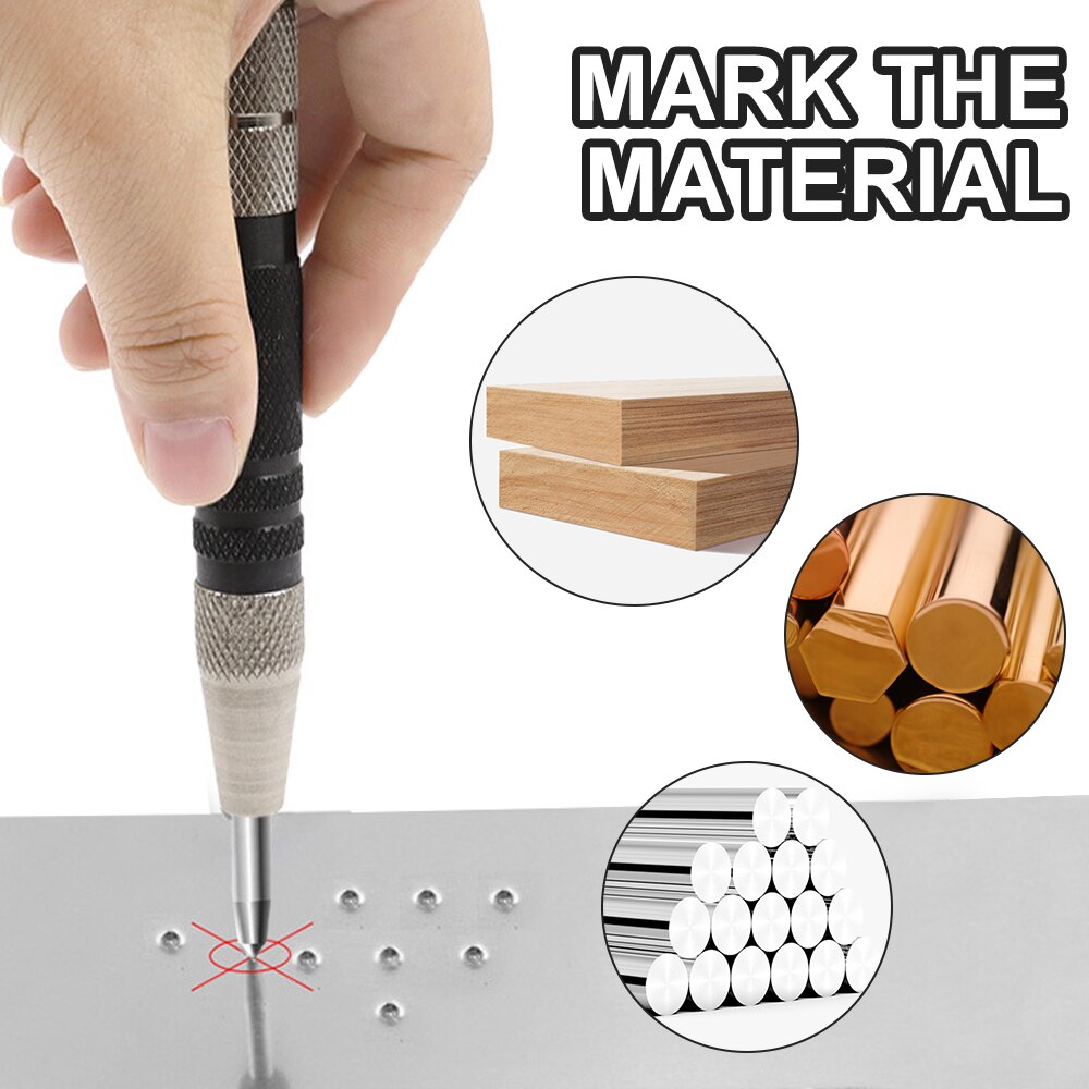 Automatic Centre Punch Universal Marking Tool for Machinists and Carpenters with Adjustable Spring Loaded Metal Drill