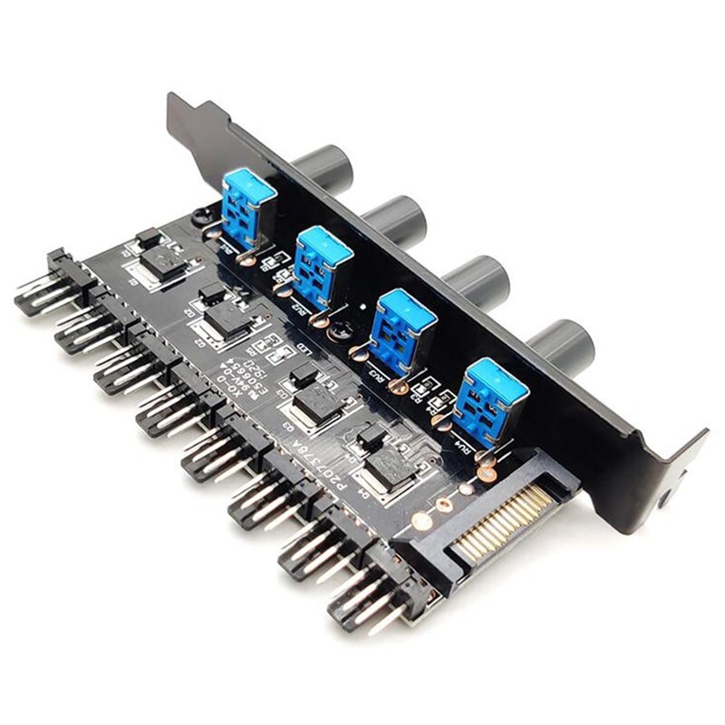 Chassis Baffle Pci Bit Fan Speed Controller 8Way 4-Knob Hub Radiator External Speed Control Switch for Desktop Computers: Default Title