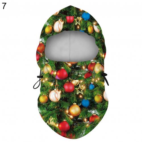 Kerst Digitale Afdrukken Volwassen Unisex Kerst Digitale Afdrukken Winter Winddicht Skiën Warm Hooded Gezicht Cover: 7