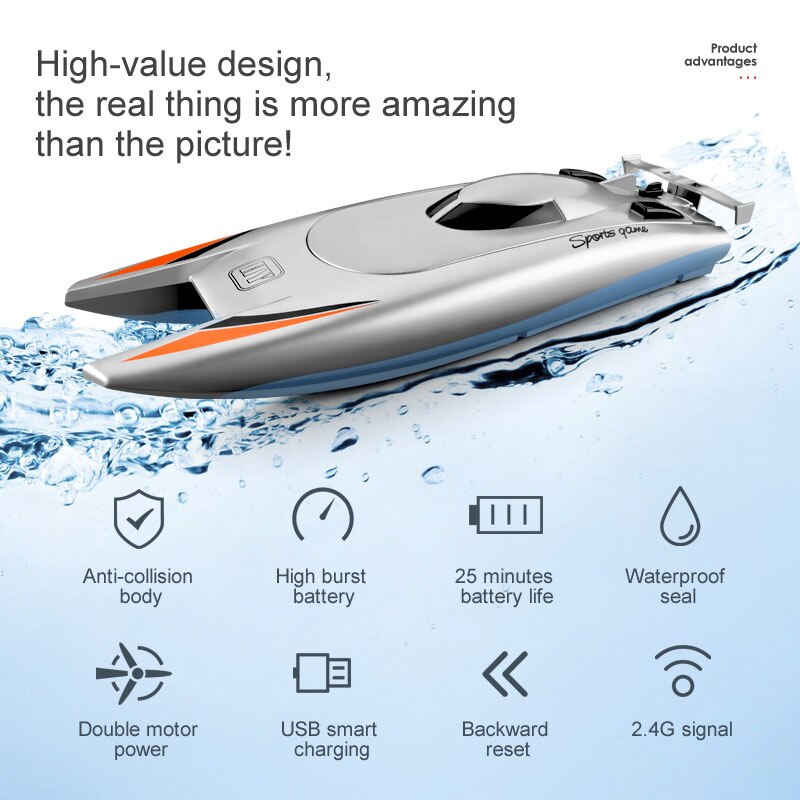 2.4G Dual Boot Afstandsbediening Boot Met Hoge Snelheid Boot Rc Boot Submarine Rc Boot Water Sport Radio-Controlled boot