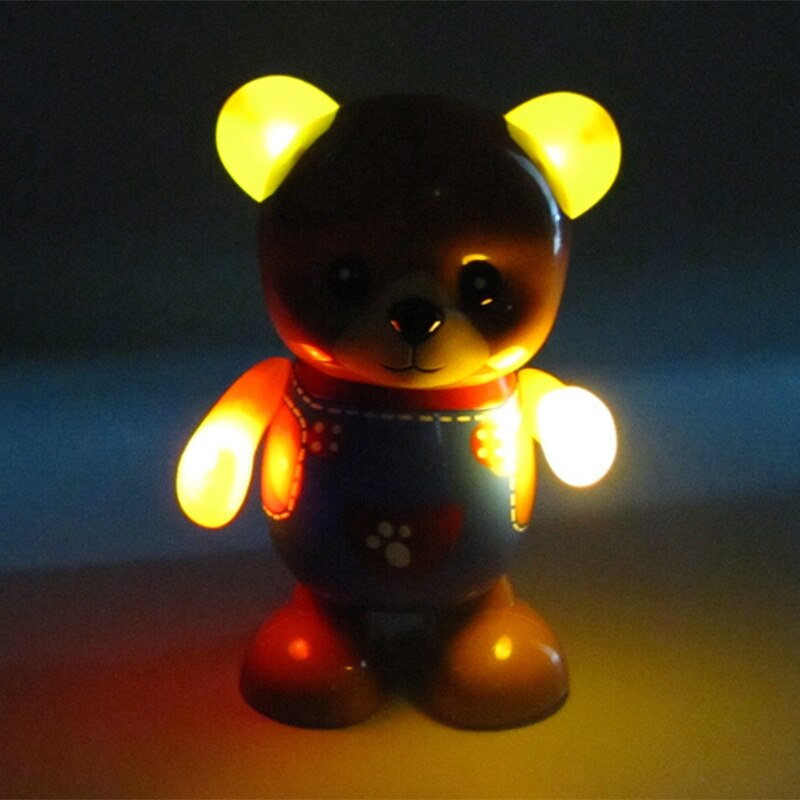 Oso de juguete eléctrico, oso de baile columpio, juguete de iluminación musical, juguete de muñeca, juguete bonito