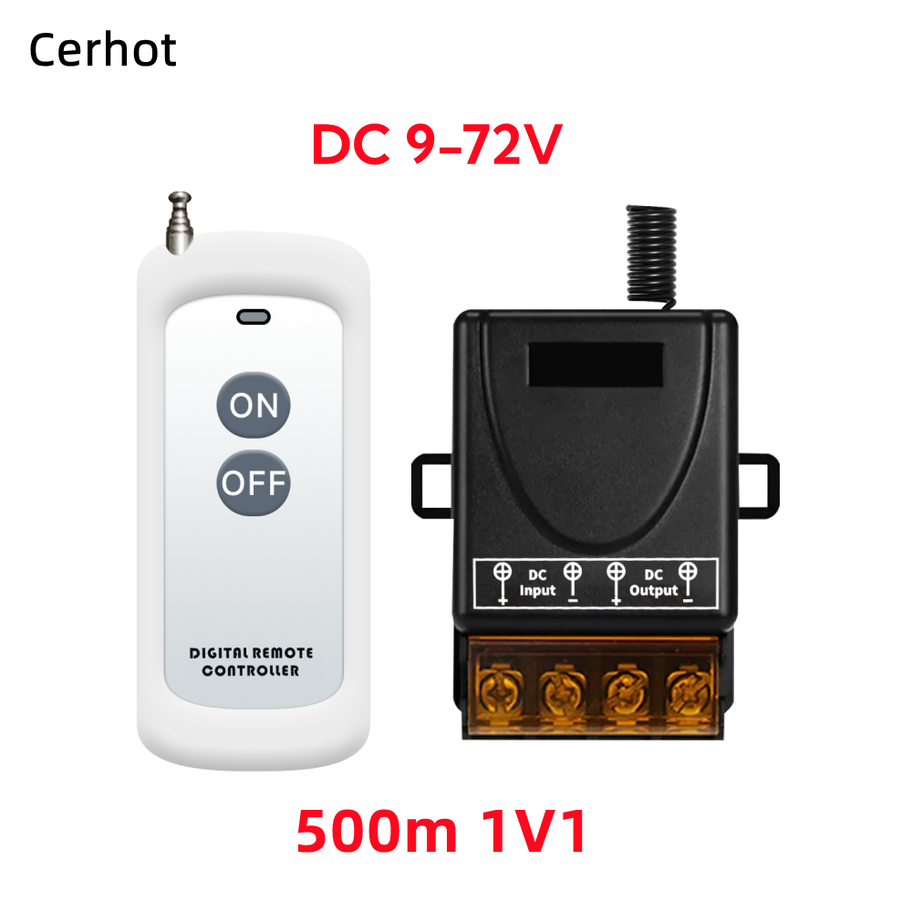 Cerhot interrupteur sans fil télécommande 30A 12V 24V 48V 72V voiture moto Circuit Modification équipement lumières interrupteur pompe à eau: Marron