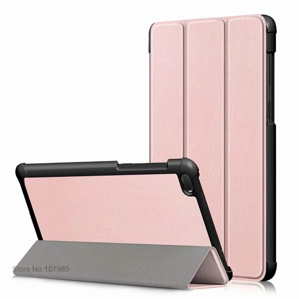 Ultra Slim PU Leather Stand Case For Lenovo Tab E7 7104 TB-7104F 7104F 7 inch Smart Cover Tablet Shockproof Flip Shell+Film+Pen: Rose gold