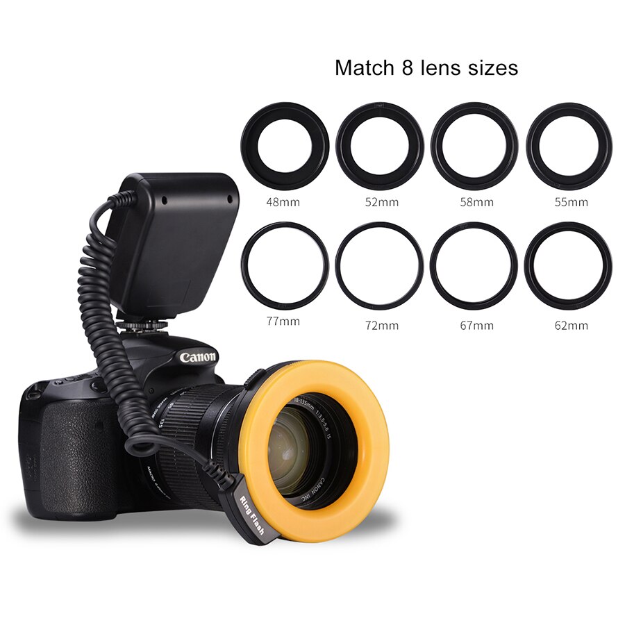 MAMEN 5-15 centimetri LED Macro Ring Flash Light Studio Luce 3000-15000K Per Canon Nikon Panasonic DSLR Della Macchina Fotografica Universale Flash Speedlite