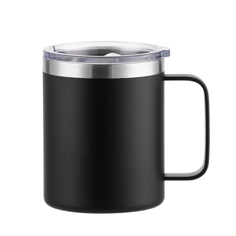 Bouteille d'eau isolée en acier inoxydable, Double couche, Mini tasse sous vide 12oz/14oz, tasse à café antidérapante et anti-fuite, pour le bureau et l'école: Black / > 1L