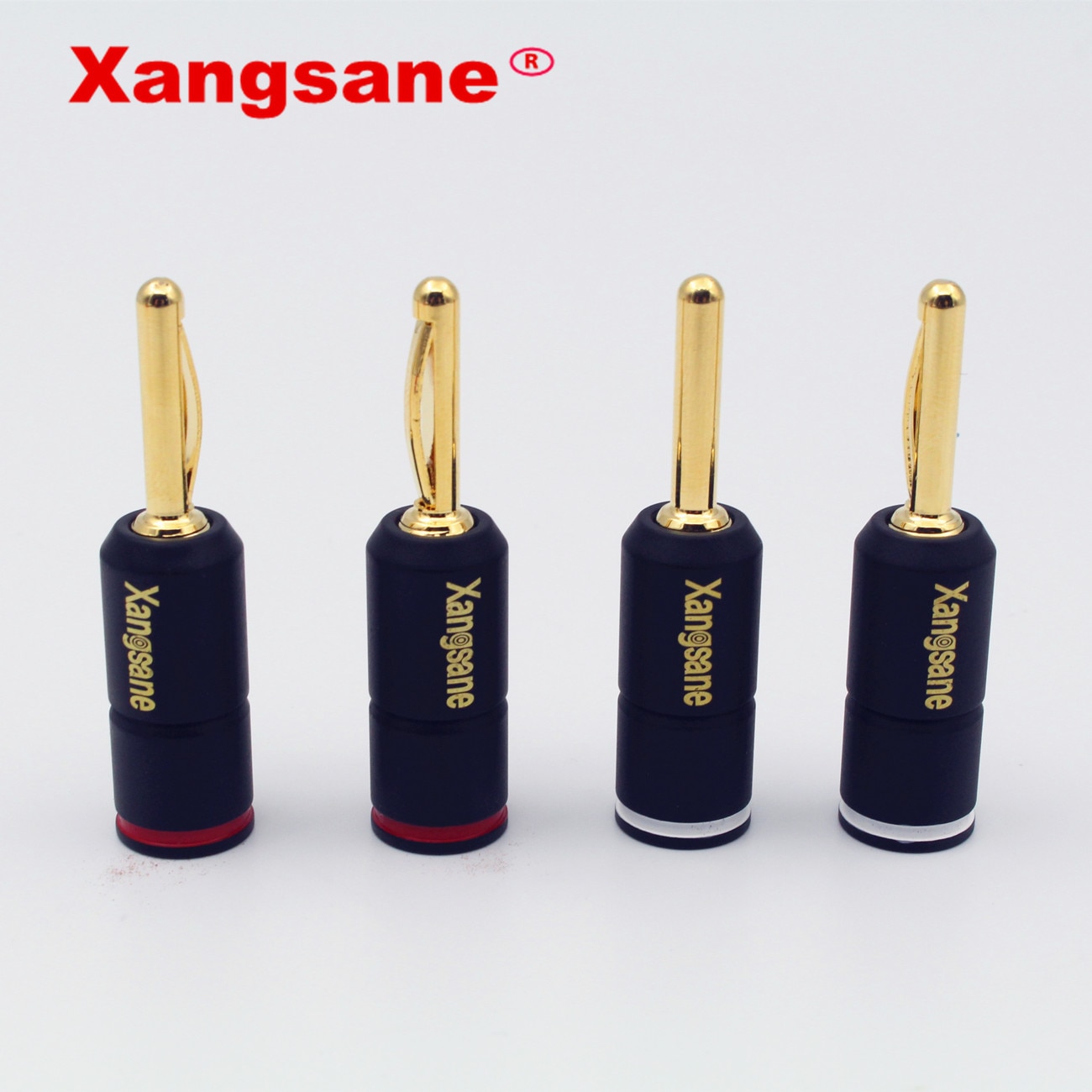 Xangsane 4 pieces High Performance Pure red copper Gold plated Banana Lock Plug HiFi Speaker Banana Connectors