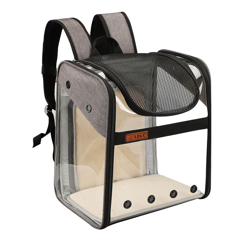 Mochila porta mascotas expandible, bolsa transparente para perros y gatos, bolsa de PVC para viaje, bolsa portátil, bolsas de hombro plegables para gatos: gray